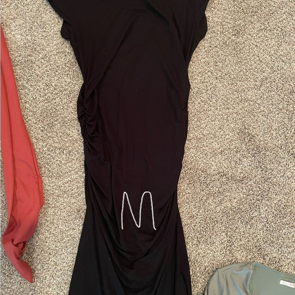 Maternity Black Ruched Maxi Dress